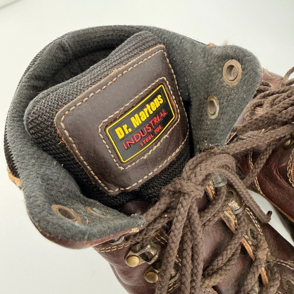 Dr Martens Industrial Steel Toe Work Boots Mens 11 Brown Leather Lace Up Hiking